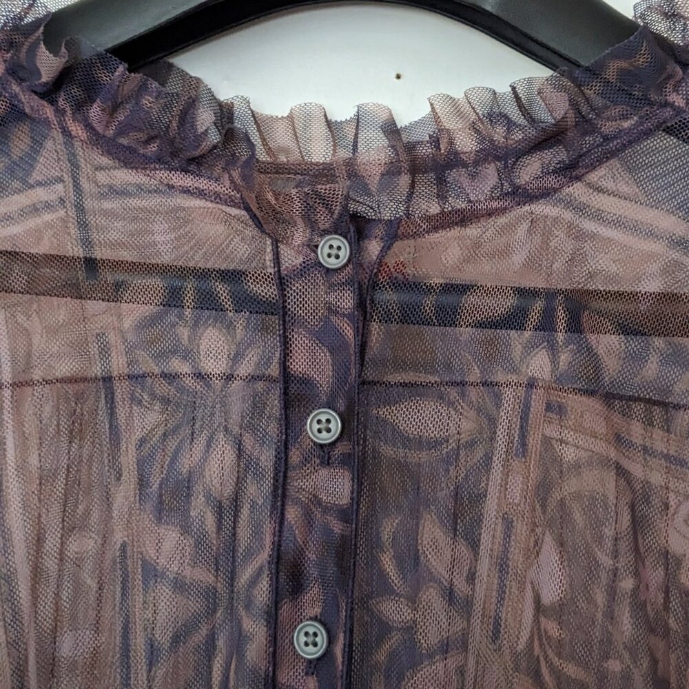 Johnny Was Sheer Boho Maxi Dress in Purple with Red and Gold Accents - Picture 6 of 15